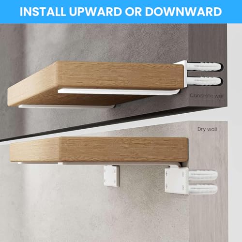 HASTHIP® 2Pcs Floating Shelf Brackets 6'' T-Shape Carboon Steel Rack for Hanging Shelf, Floating Shelf Support Brackets, Screw-Fixed Metal Rack Wall-Mounted Shelf Hardware, White HASTHIP® 2Pcs Floating Shelf Brackets 6'' T-Shape Carboon Steel Rack for Hanging Shelf, Floating Shelf Support Brackets, Screw-Fixed Metal Rack Wall-Mounted Shelf Hardware, White